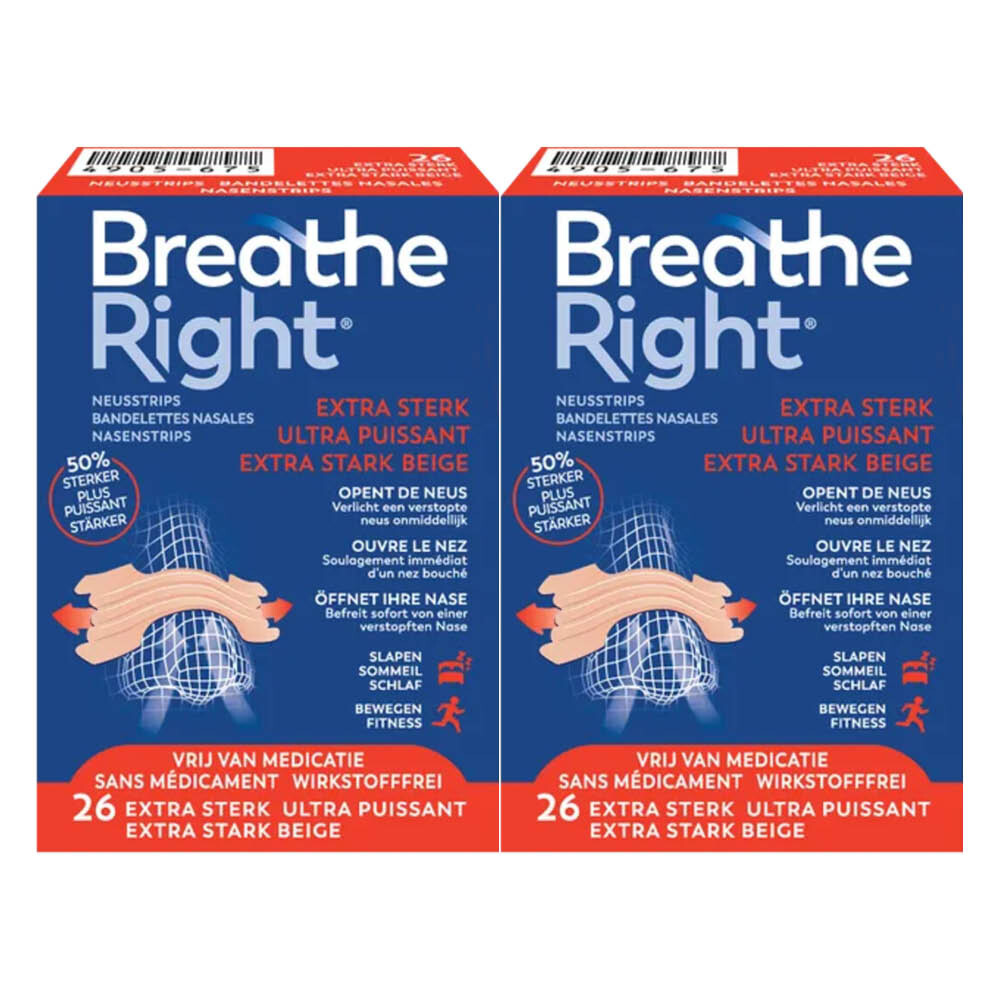 2x Breathe Right Neusstrips Extra Sterk 26 stuks