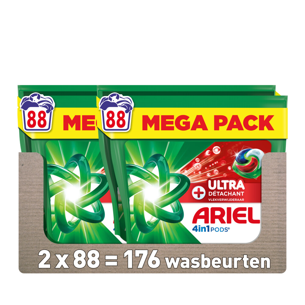 2x Ariel 4in1 Wasmiddel Pods Ultra Vlekverwijderaar 88 stuks