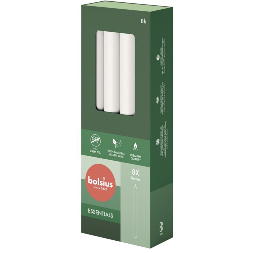 3+1 gratis: Bolsius Tafelkaarsen Cloudy White 8 Stuks