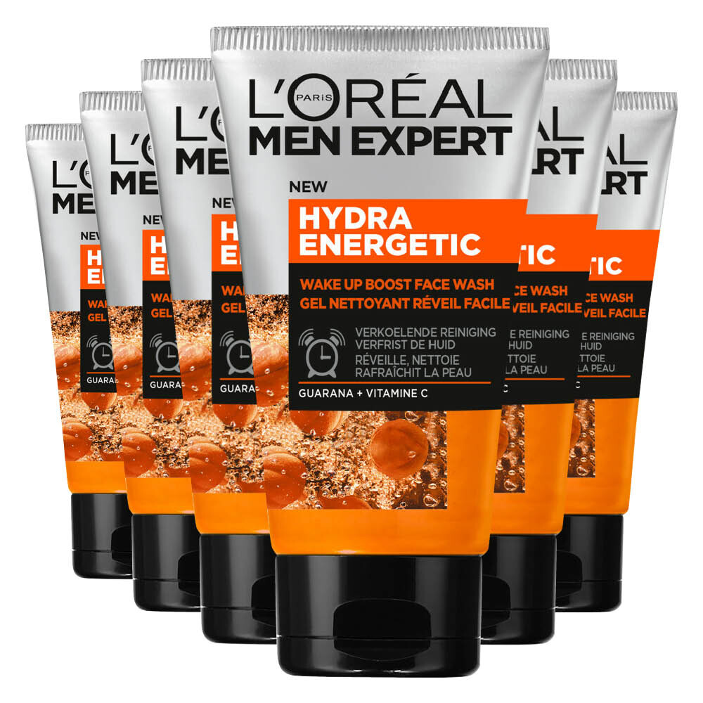 6x L'Oréal Men Expert Hydra Energetic Face Wash Cleansing Gel 100 ml