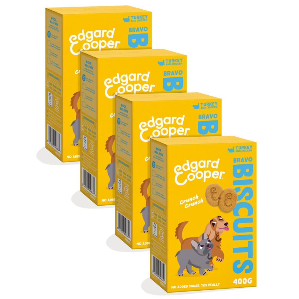 Edgard&Cooper 4x  Adult Biscuit Kalkoen&Kip 400 gr
