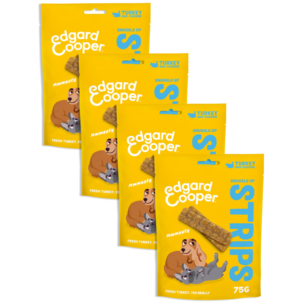 4x Edgard&Cooper Adult Strips Kalkoen - Kip 75 gr