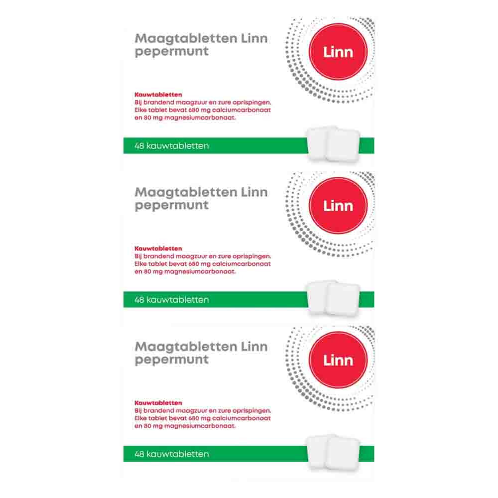 3x Linn Maagtabletten Pepermunt 48 tabletten