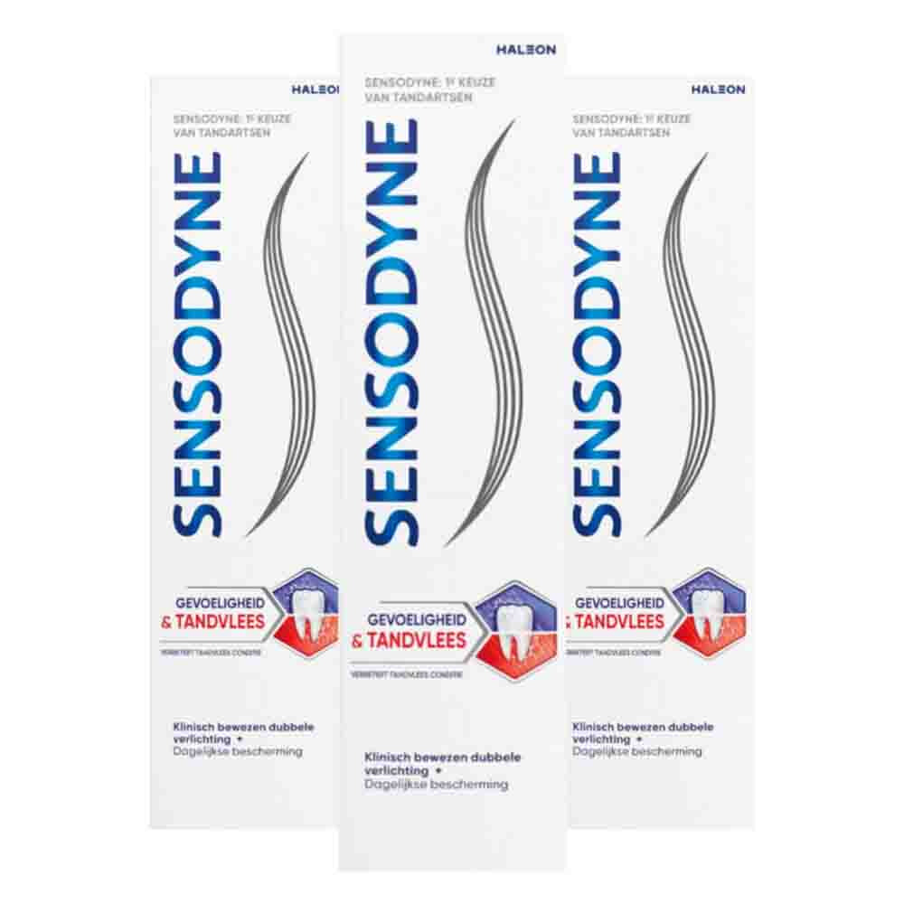 3x Sensodyne Tandpasta Gevoeligheid&Tandvlees Original 75 ml