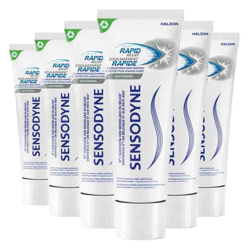 6x Sensodyne Tandpasta Rapid Relief Whitening 75 ml