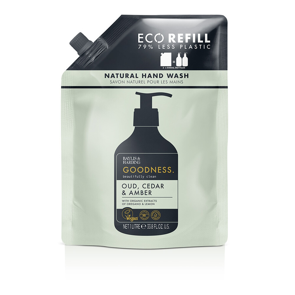 Baylis & Harding Goodness Hand Wash Refill Oud, Cedar & Amber 1 l