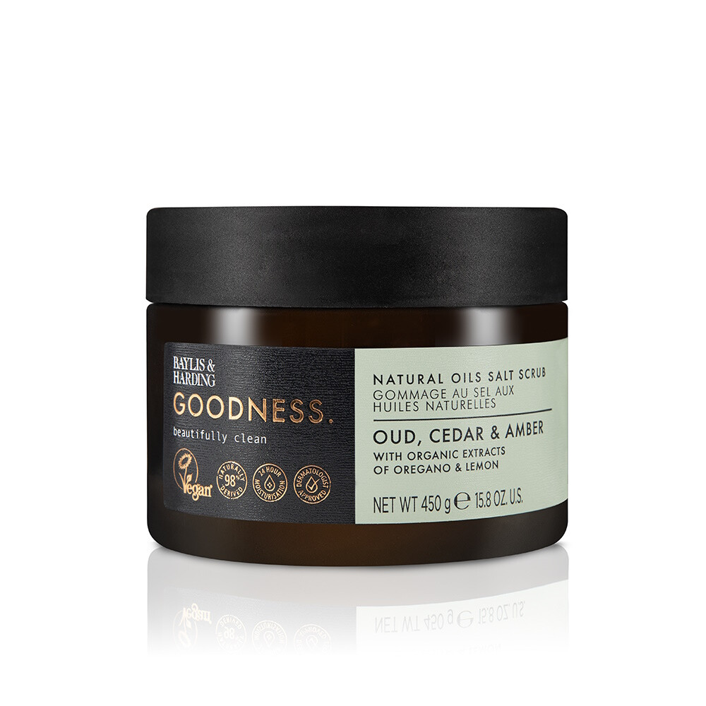 Baylis & Harding Goodness Salt Scrub Oud, Cedar & Amber 450 gr