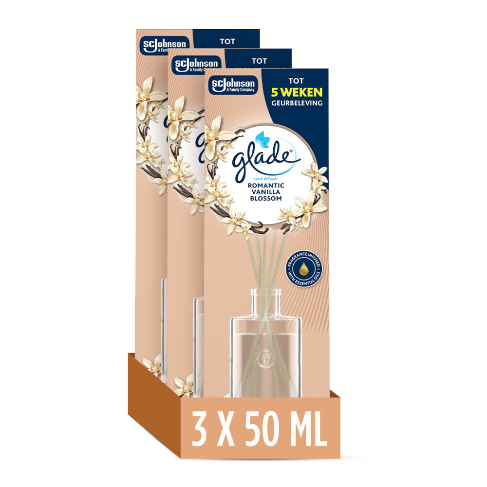 3x Glade Geurstokjes Romantic Vanilla Blossom 50 ml