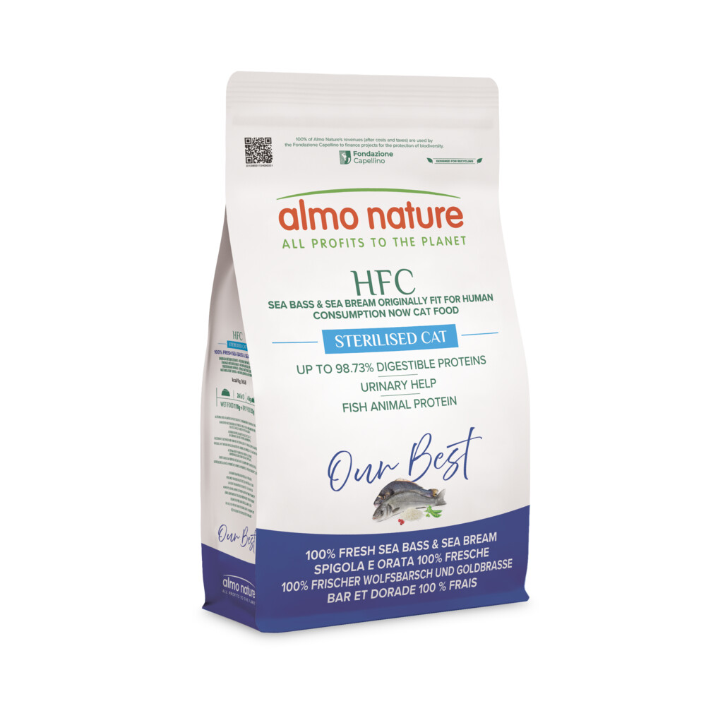 Almo Nature HFC Kattenvoer droog Our Best Cat Adult Zeebaars&Zeebrasem 1,2 kg