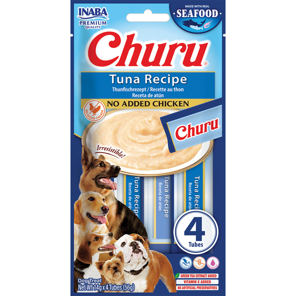 Inaba 12x  Hondensnack Churu Puree Dog Fish Tuna 4 x 14 gr