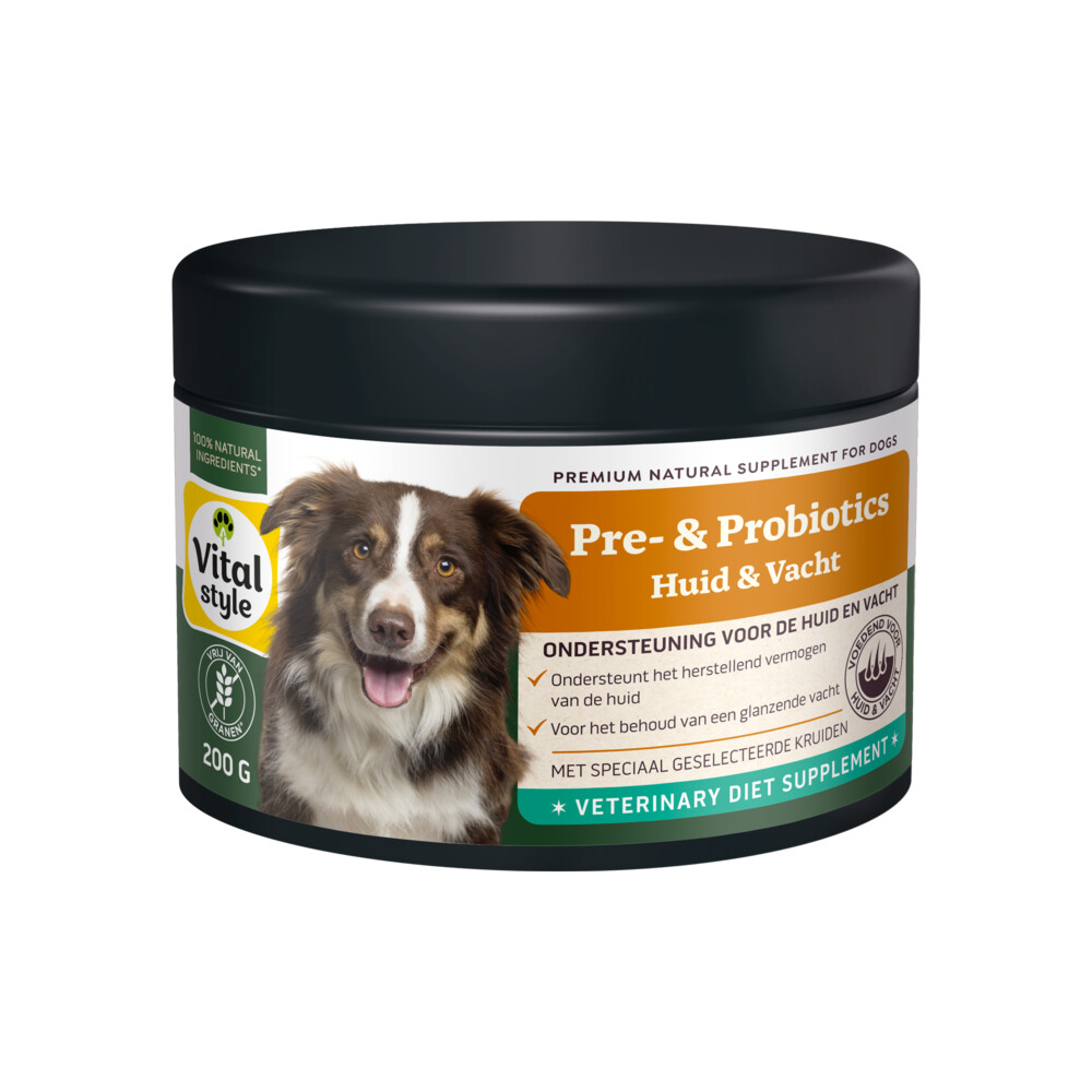 Vitalstyle Supplement Hond Pre-&Probiotics Huid&Vacht 200 gr