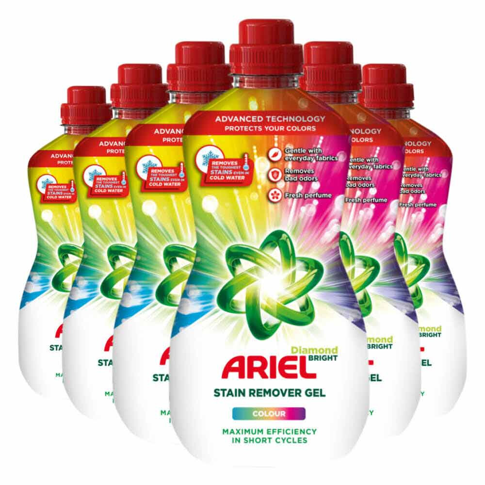 6x Ariel Vlekverwijderaar Gel Colour Diamond Bright 950 ml