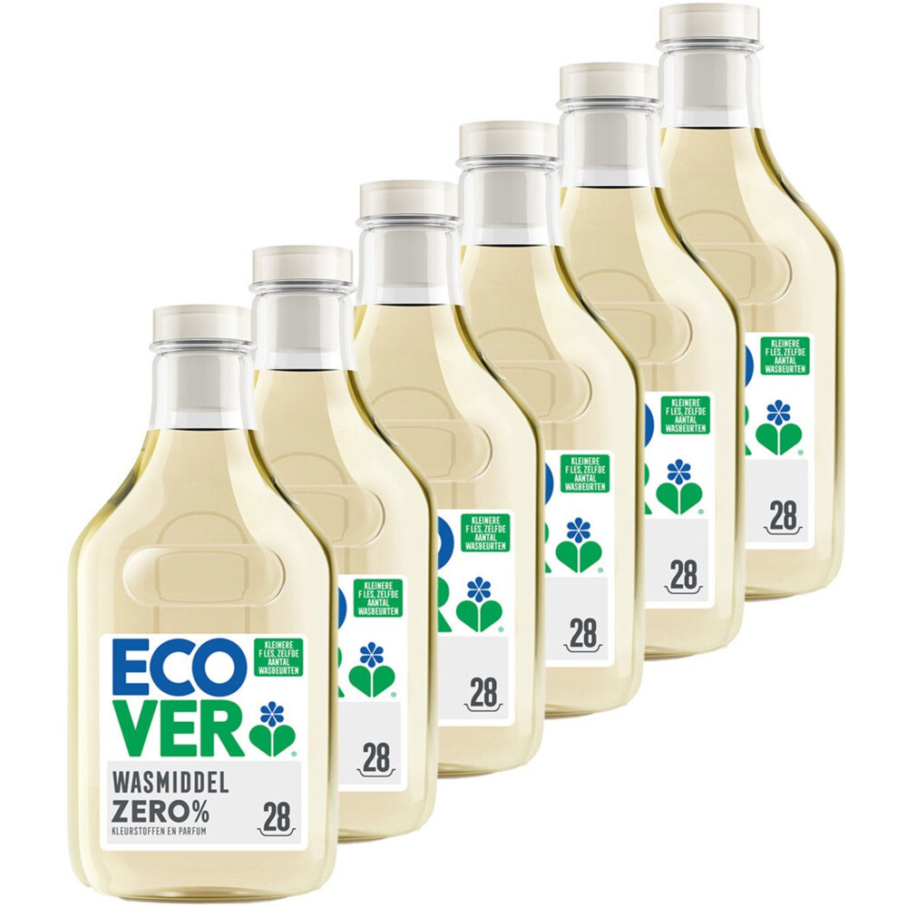 6x Ecover Vloeibaar Wasmiddel Zero 28 Wasbeurten 1 liter