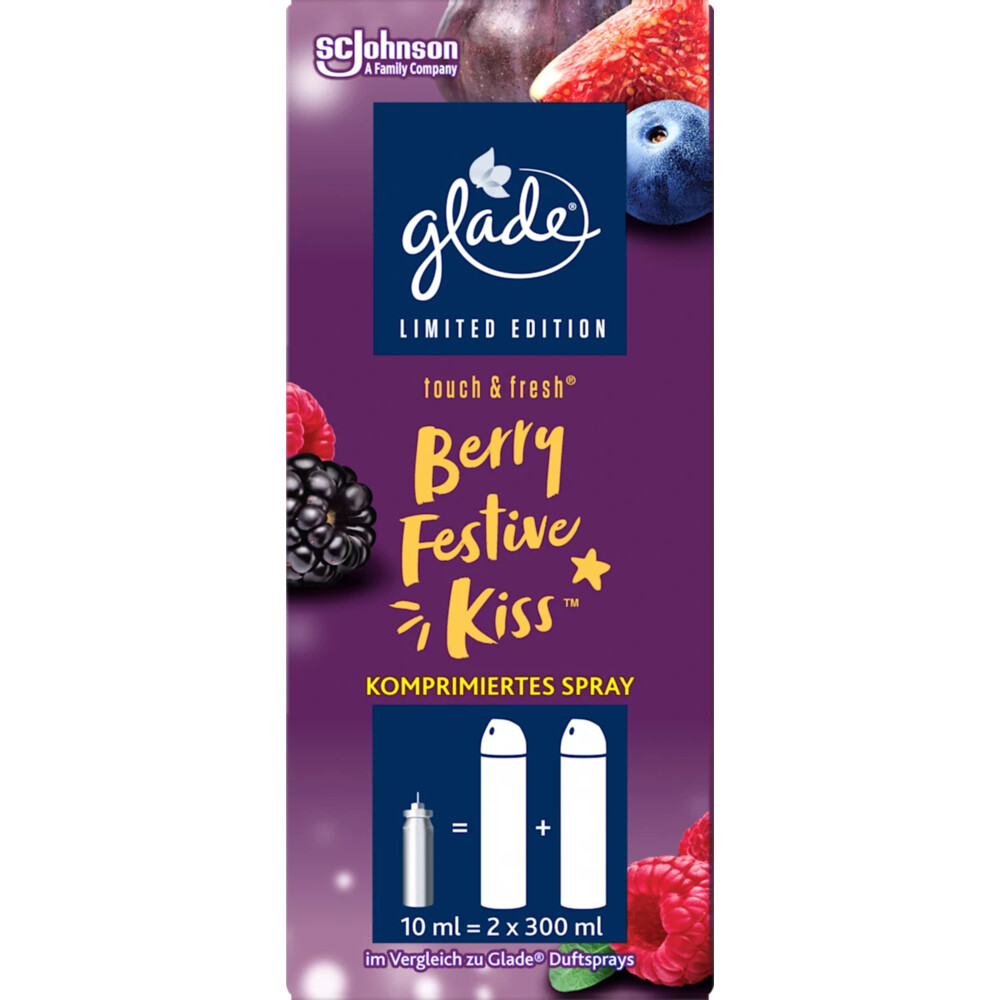 12x Glade Luchtverfrisser Mini Spray Navulling Berry Festive Kiss 10 ml