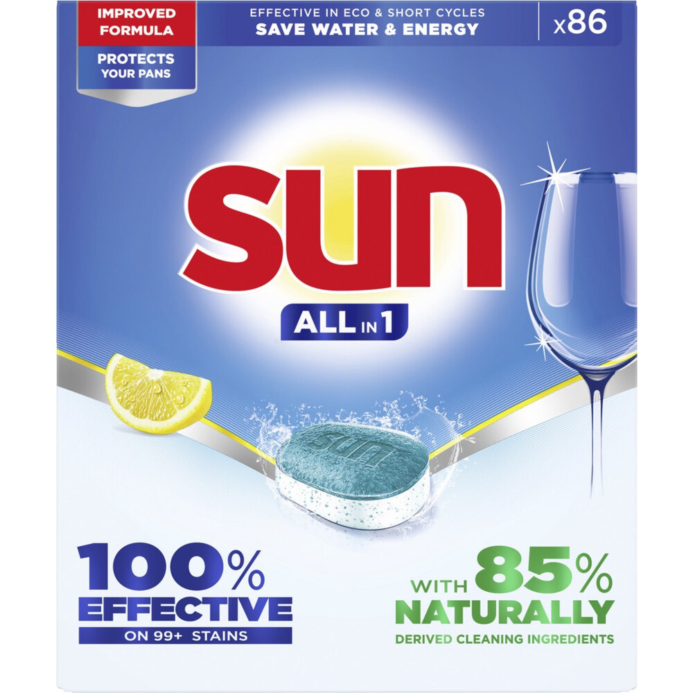 4x Sun Vaatwastabletten All-in-1 Lemon 86 stuks