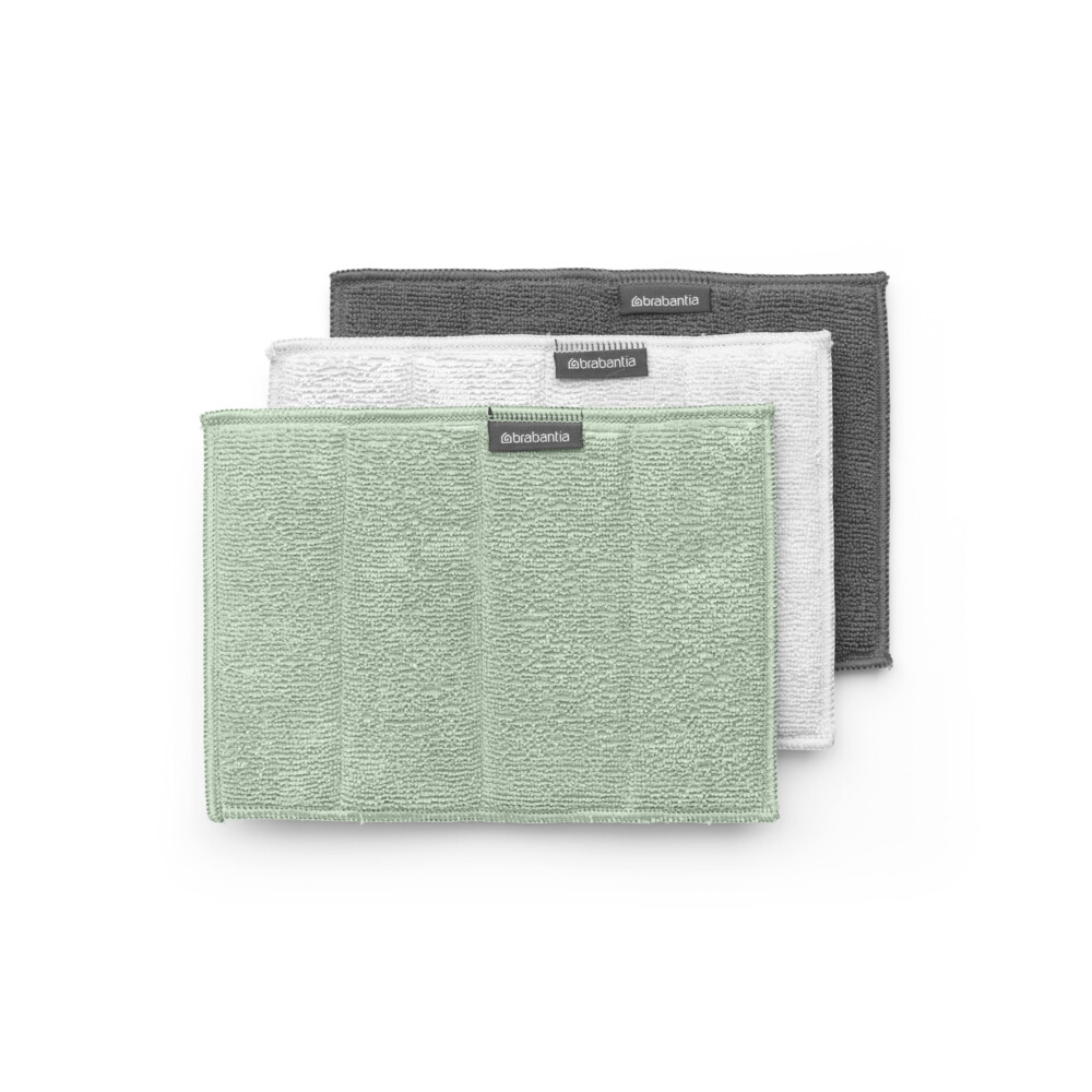 Brabantia SinkSide Sponsdoekjes Microvezel Light Grey, Dark Grey en Jade Green 3 stuks
