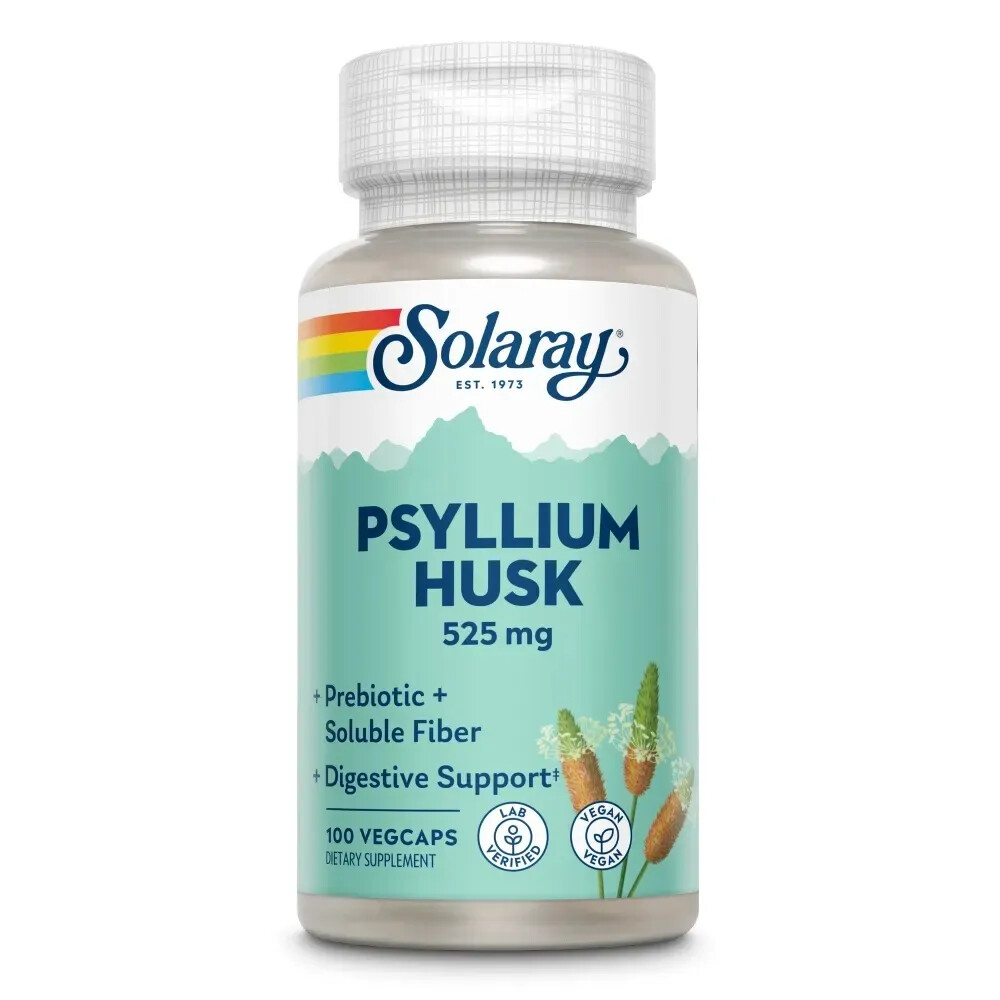 2x Solaray Psyllium Husk 100 vegacapsules