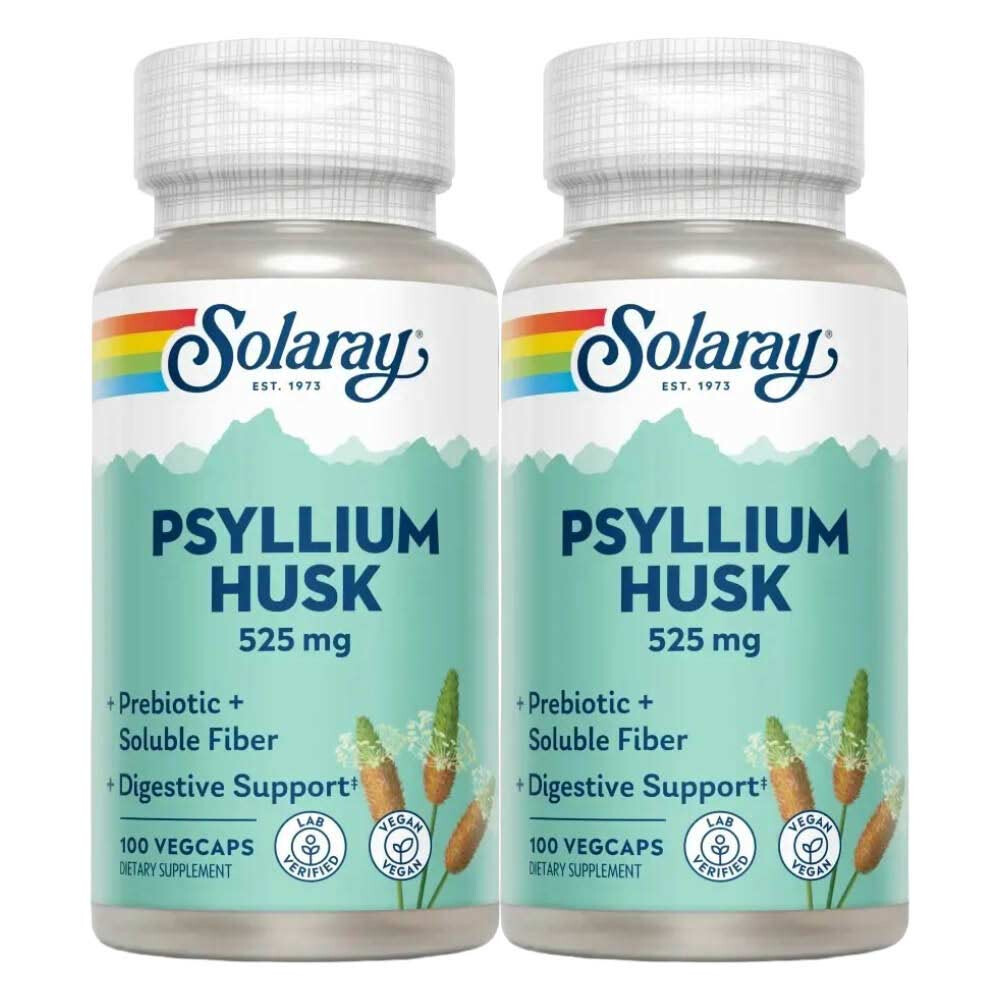 2x Solaray Psyllium Husk 100 vegacapsules