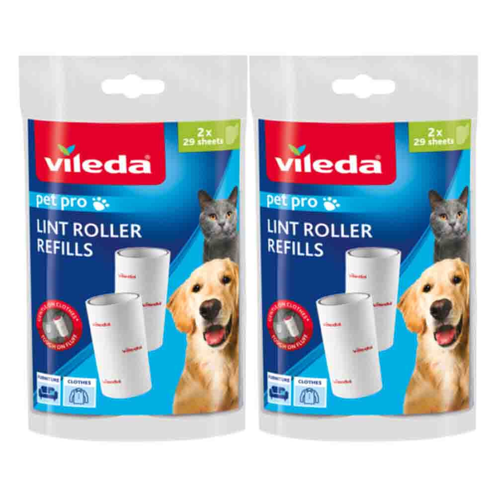 2x Vileda PetPro Kleefborstel Vervanging 2 x 29 bladen 2 navullingen