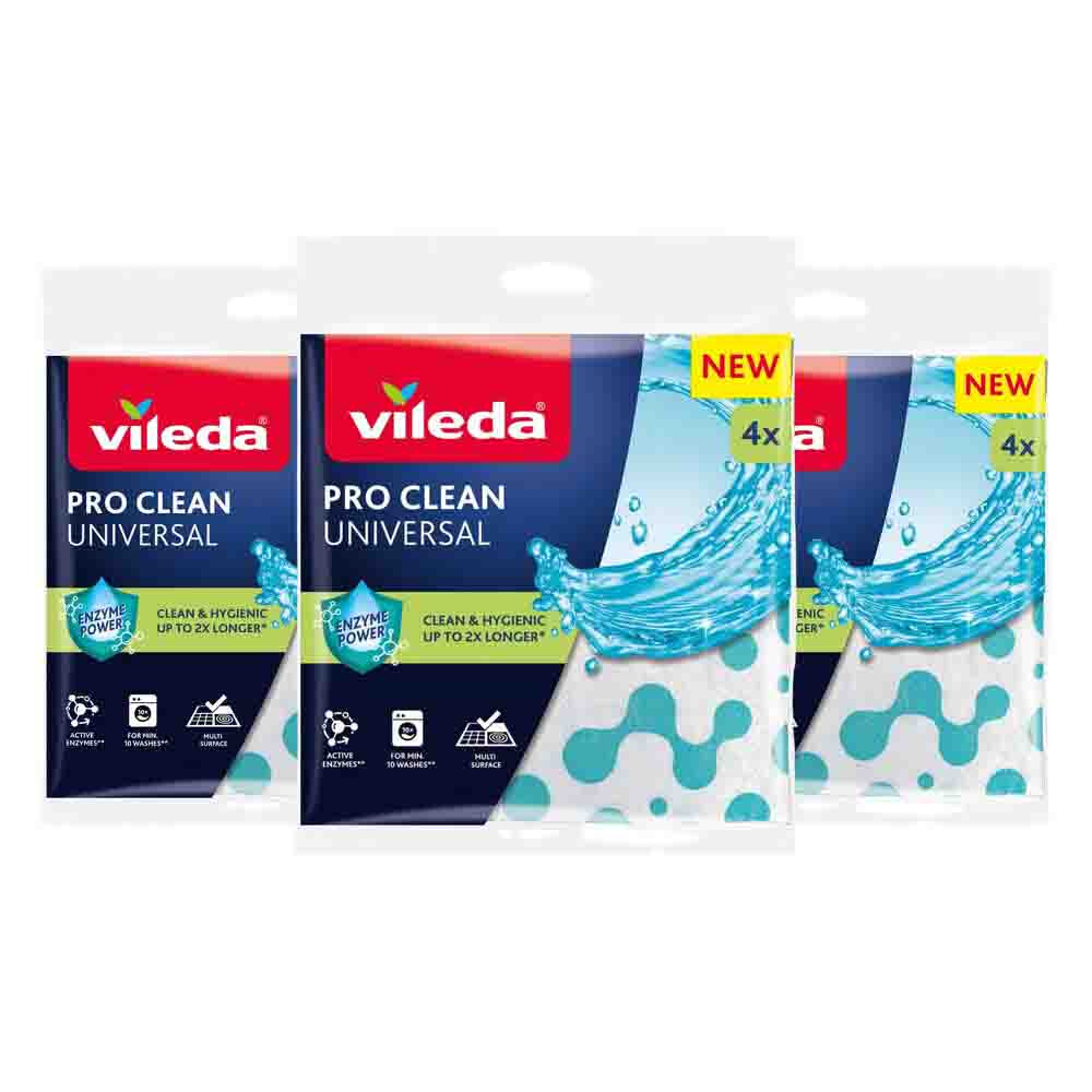 3x Vileda Doek Universeel Pro Clean Universal 4 stuks
