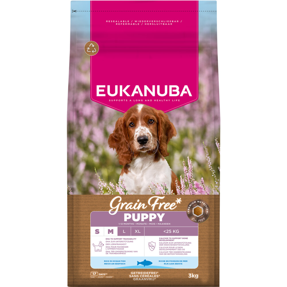 Eukanuba Hondenvoer Droog Grain Free Small/Medium Ocean Fish Puppy 3 kg