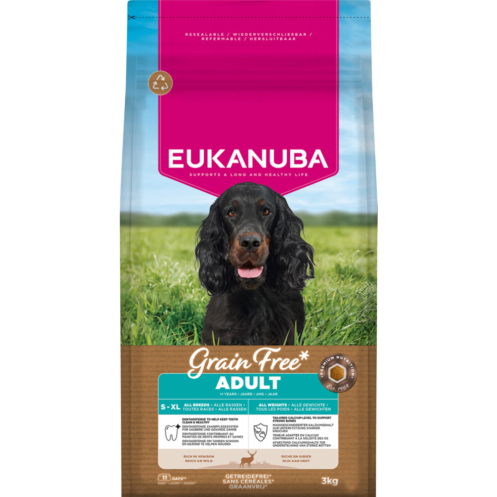 Eukanuba Hondenvoer Droog Grain Free All Sizes Hert Adult 3 kg