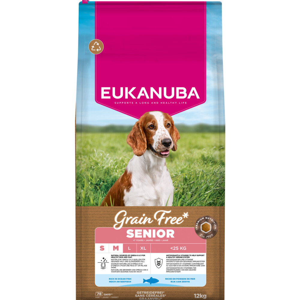 Eukanuba Hondenvoer Droog Grain Free Small/Medium Oceaanvis Senior 12 kg
