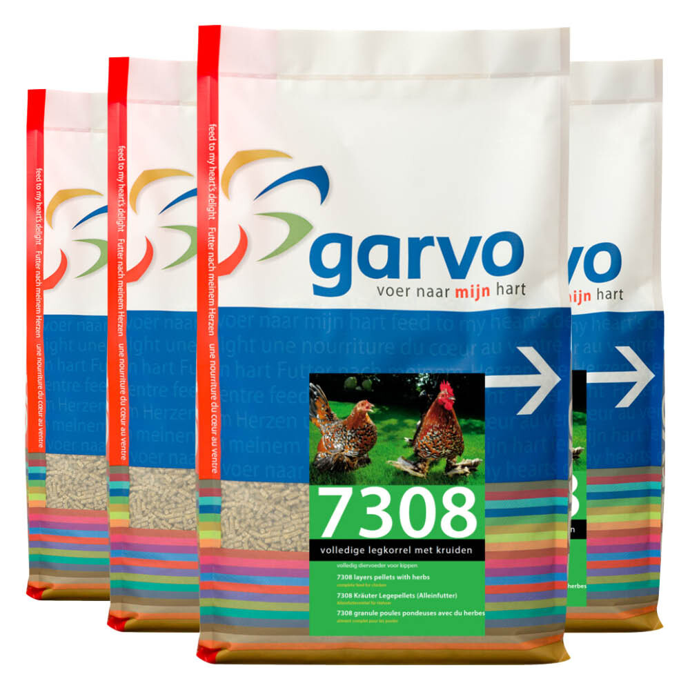4x Garvo Kippenvoer Volledige Legkorrel met Kruiden 4 kg