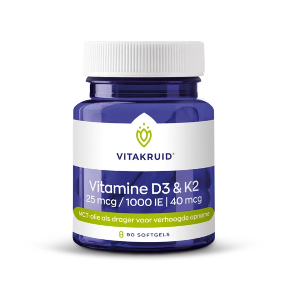 2x Vitakruid Vitamine D3 K2 In MCT-olie 90 softgels