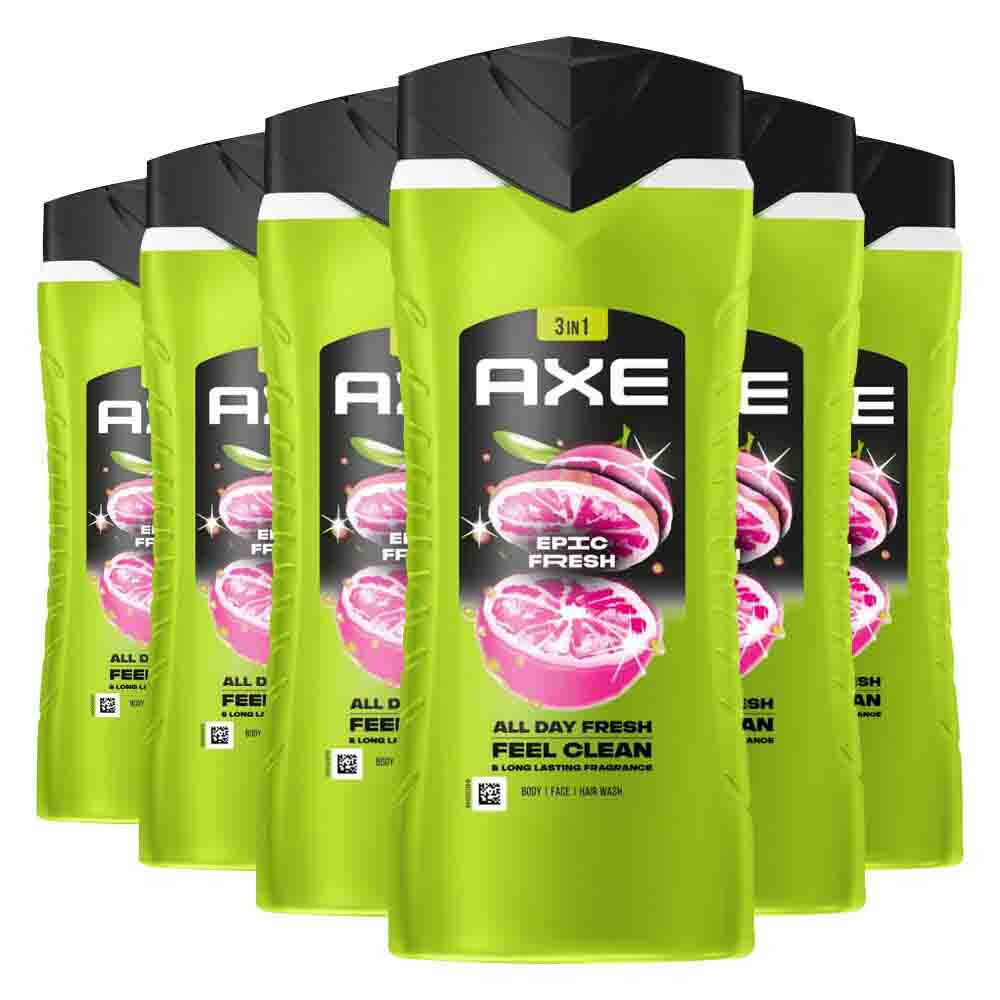 6x Axe 3-in-1 Douchegel Epic Fresh 400 ml