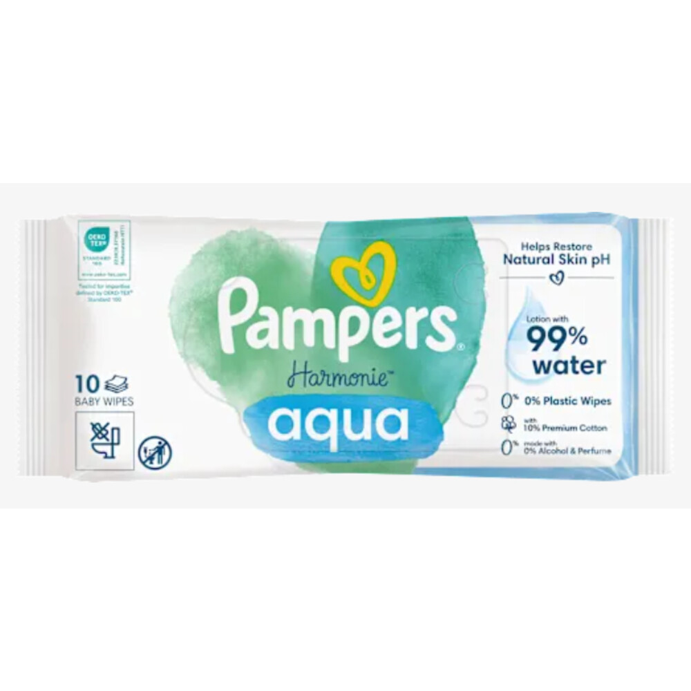 Pampers Billendoekjes Harmonie Aqua 10 stuks