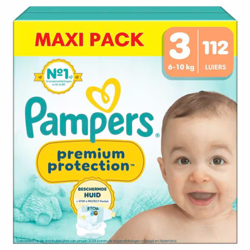 Pampers Premium Protection Luiers Maat 3 (6-10 kg) 112 stuks