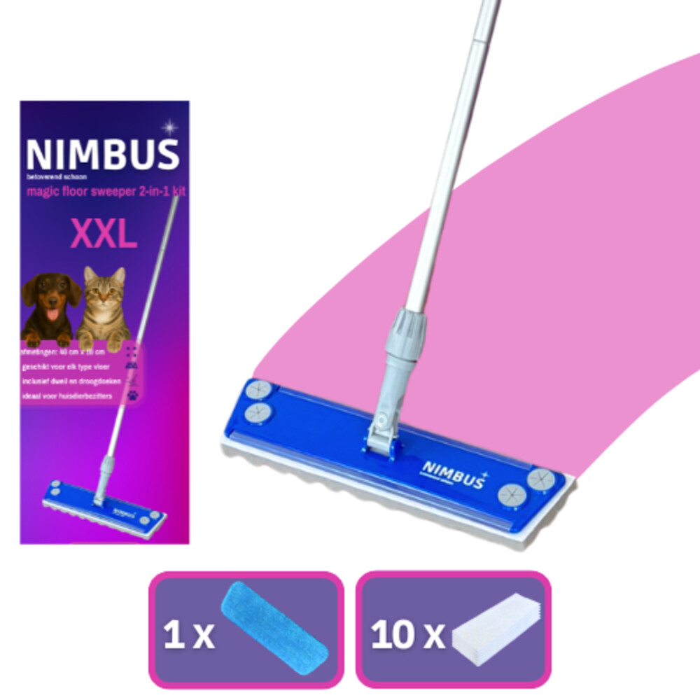 2+1 gratis: NIMBUS Magic Floor Sweeper 2-in-1 Kit Blauw en wit 1 set