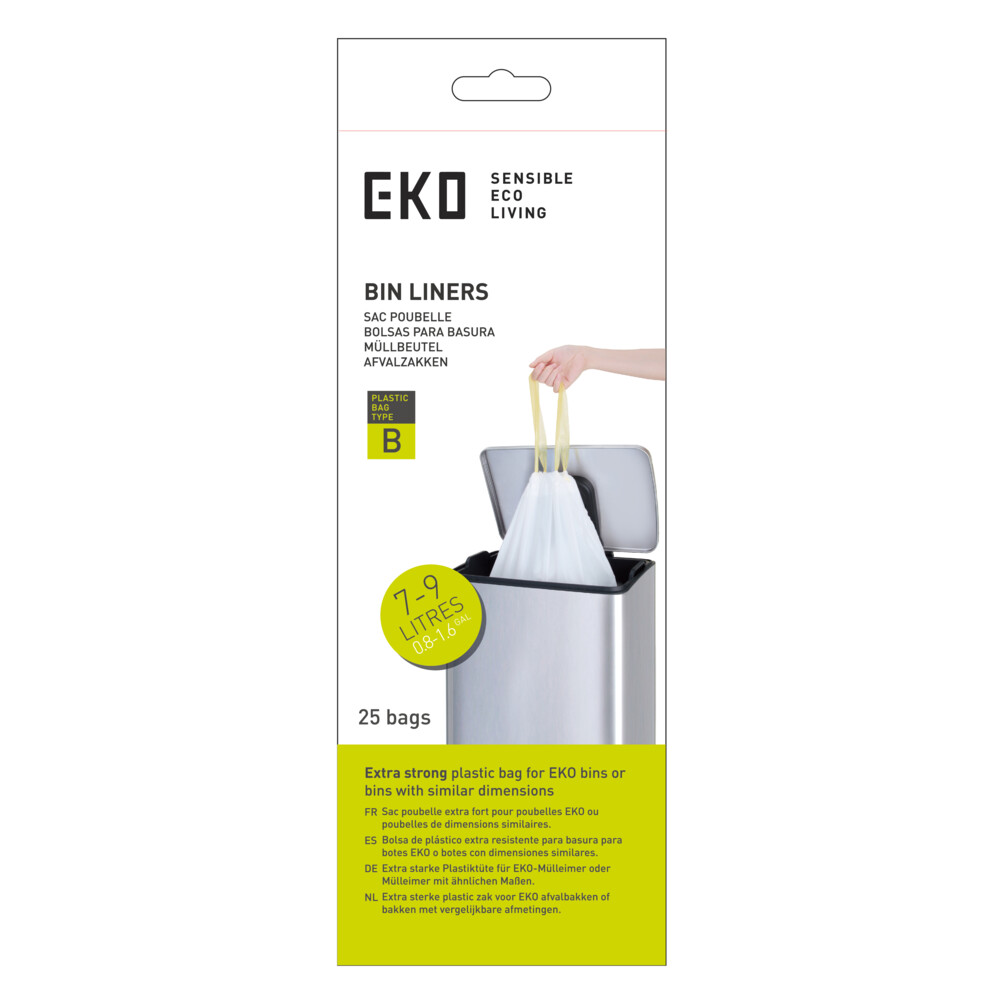 24x EKO Afvalzak met Trekband Wit 7–9 Liter Type B 25 zakken