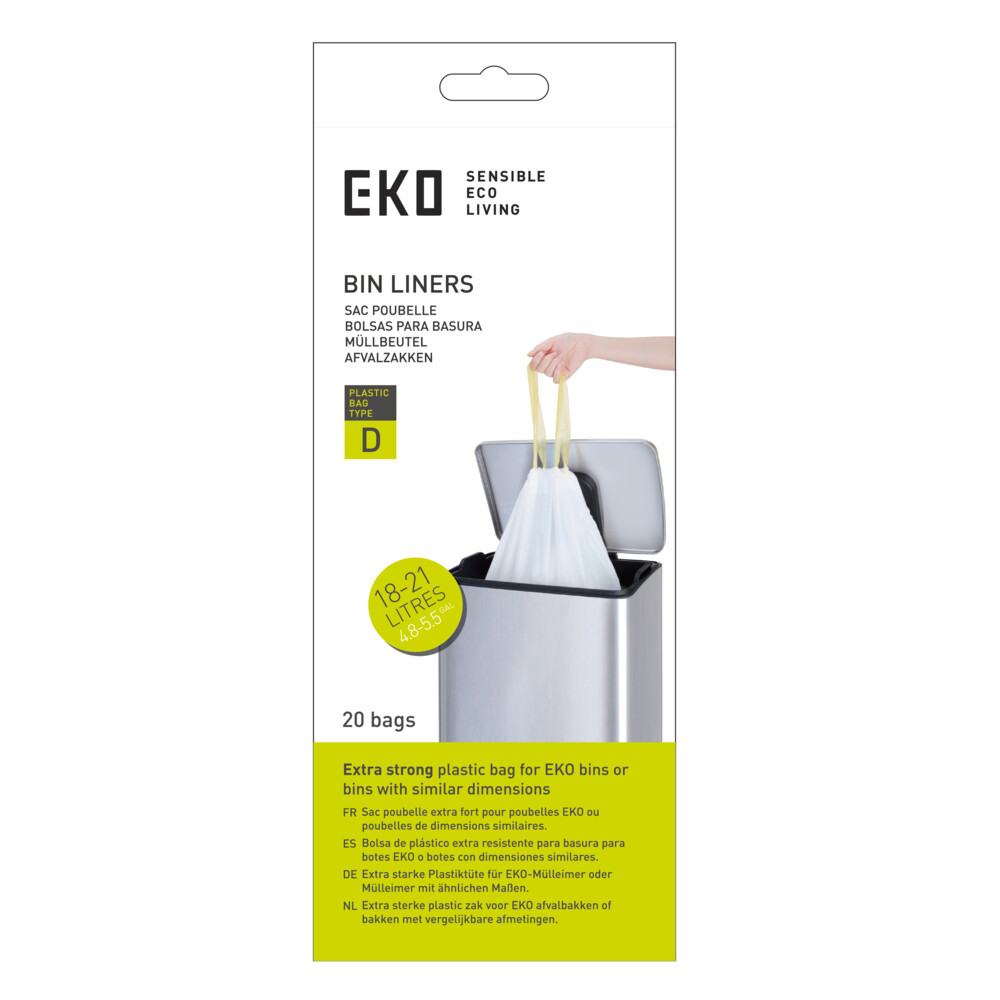 24x EKO Afvalzak met Trekband Wit 18–21 Liter Type D 20 zakken