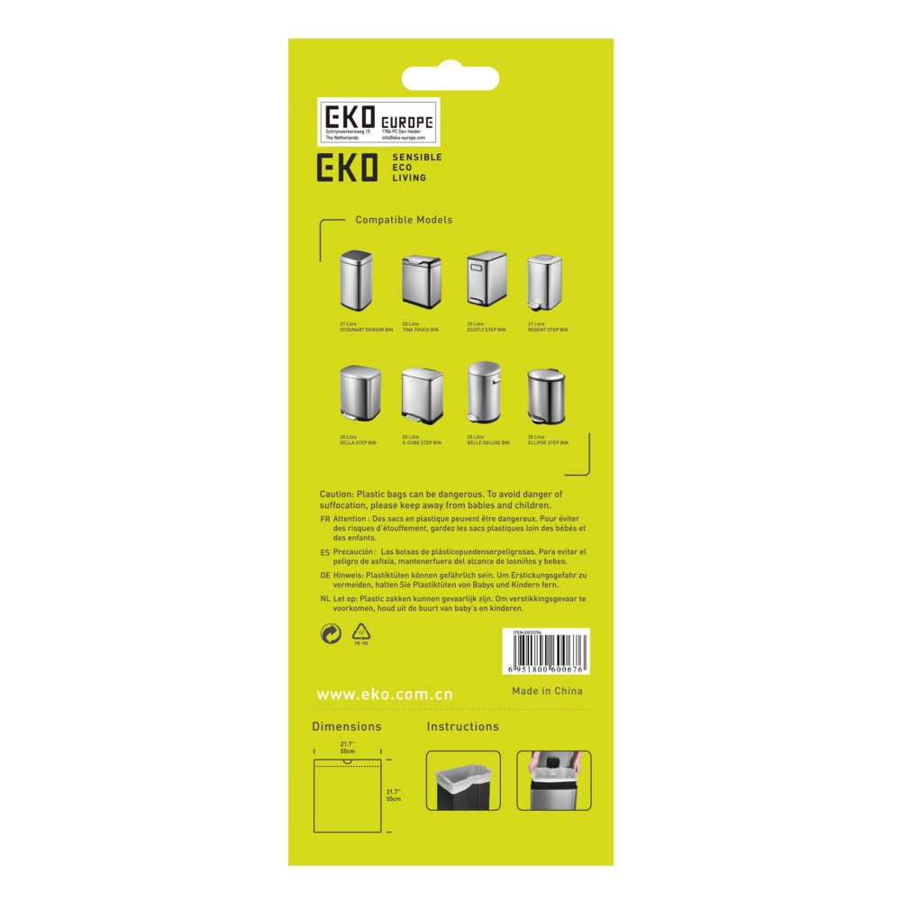 2e halve prijs: EKO Afvalzak met Trekband Wit 18–21 Liter Type D 20 zakken, foto 2