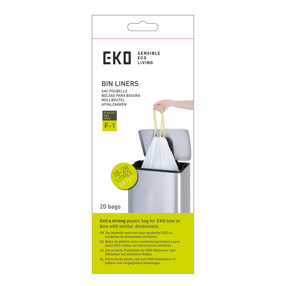 24x EKO Afvalzak met Trekband Wit 18–28 Liter Type F1 20 zakken