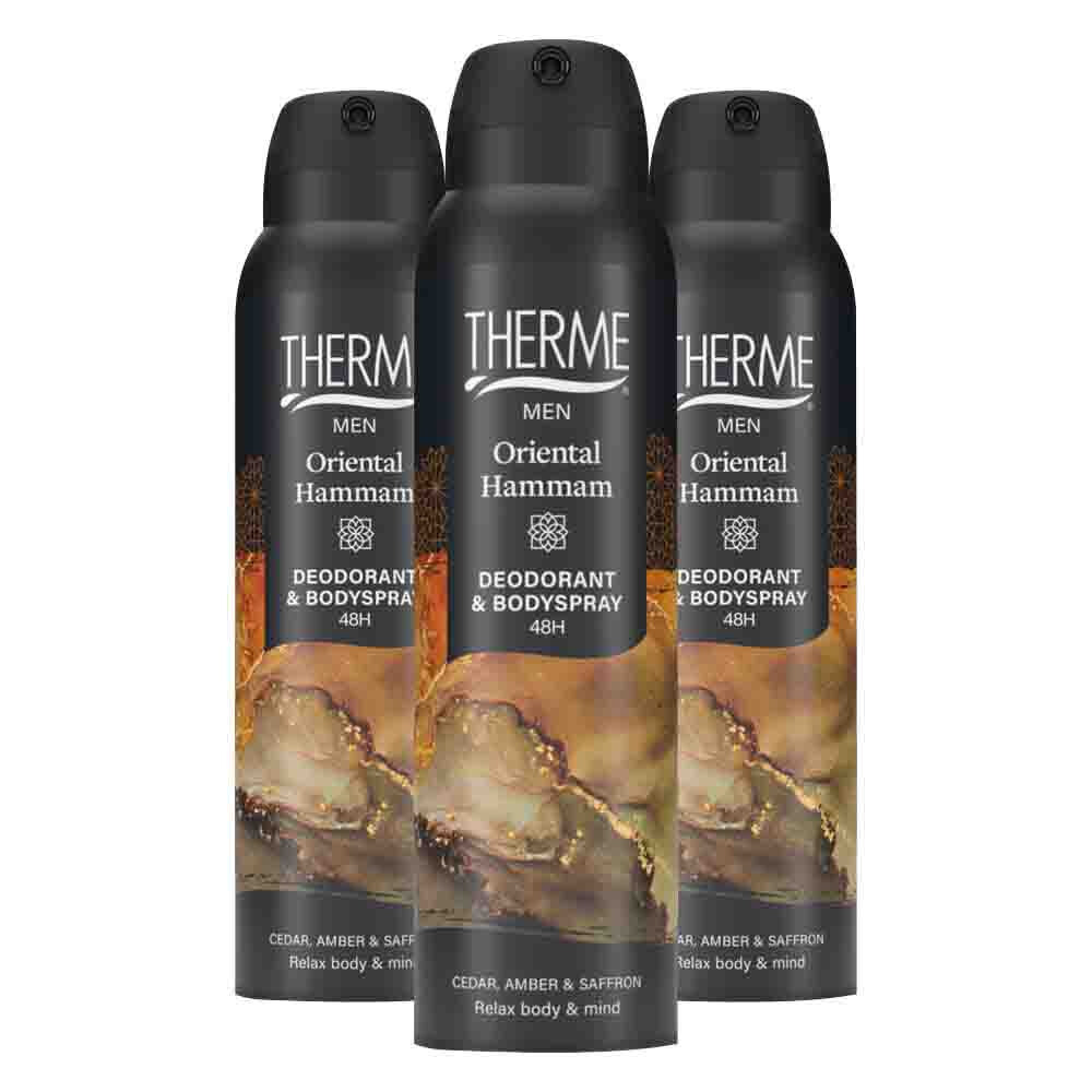 3x Therme Men Oriental Hammam Deodorant & Bodyspray 150 ml