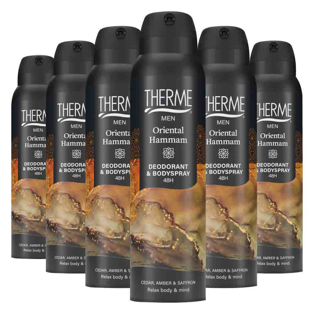 6x Therme Men Oriental Hammam Deodorant & Bodyspray 150 ml