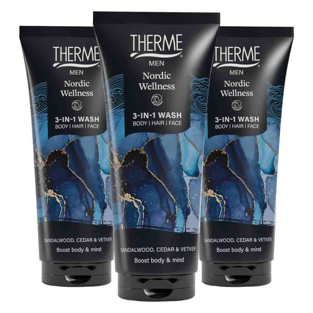 3x Therme Men Nordic Wellness 3in1 Wash 200 ml