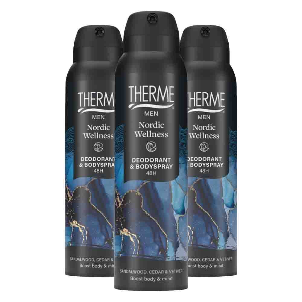 3x Therme Men Nordic Wellness Deodorant & Bodyspray 150 ml