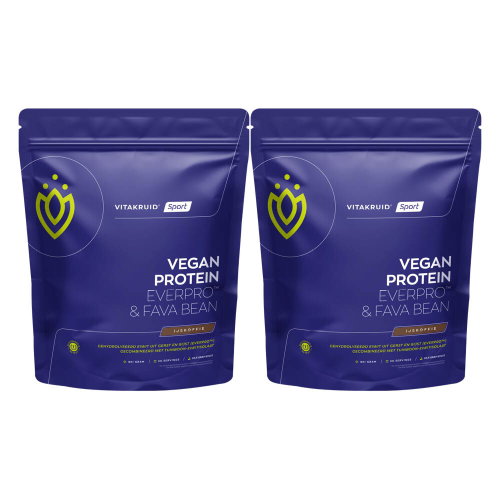 2x Vitakruid Vegan Protein EverPro & Fava Bean IJskoffie 921 gr
