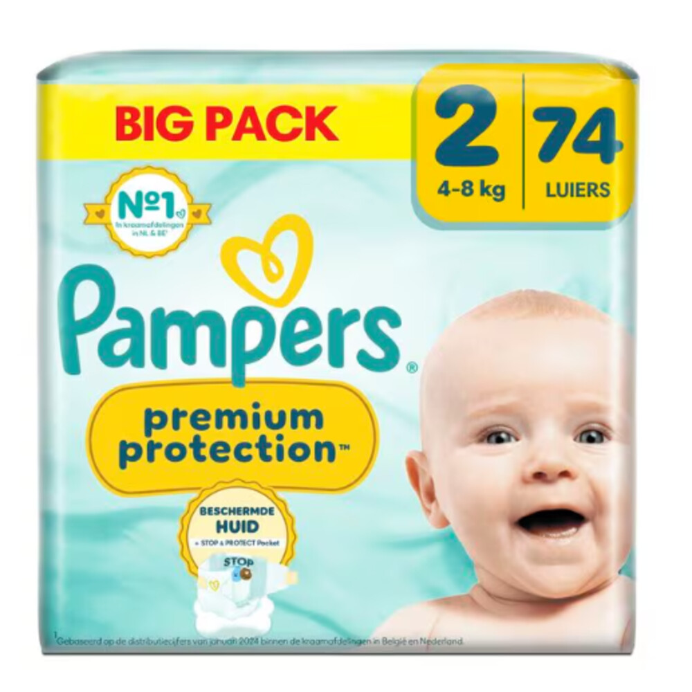 Pampers 2x  Premium Protection Luiers Maat 2 (4-8 kg) 74 stuks