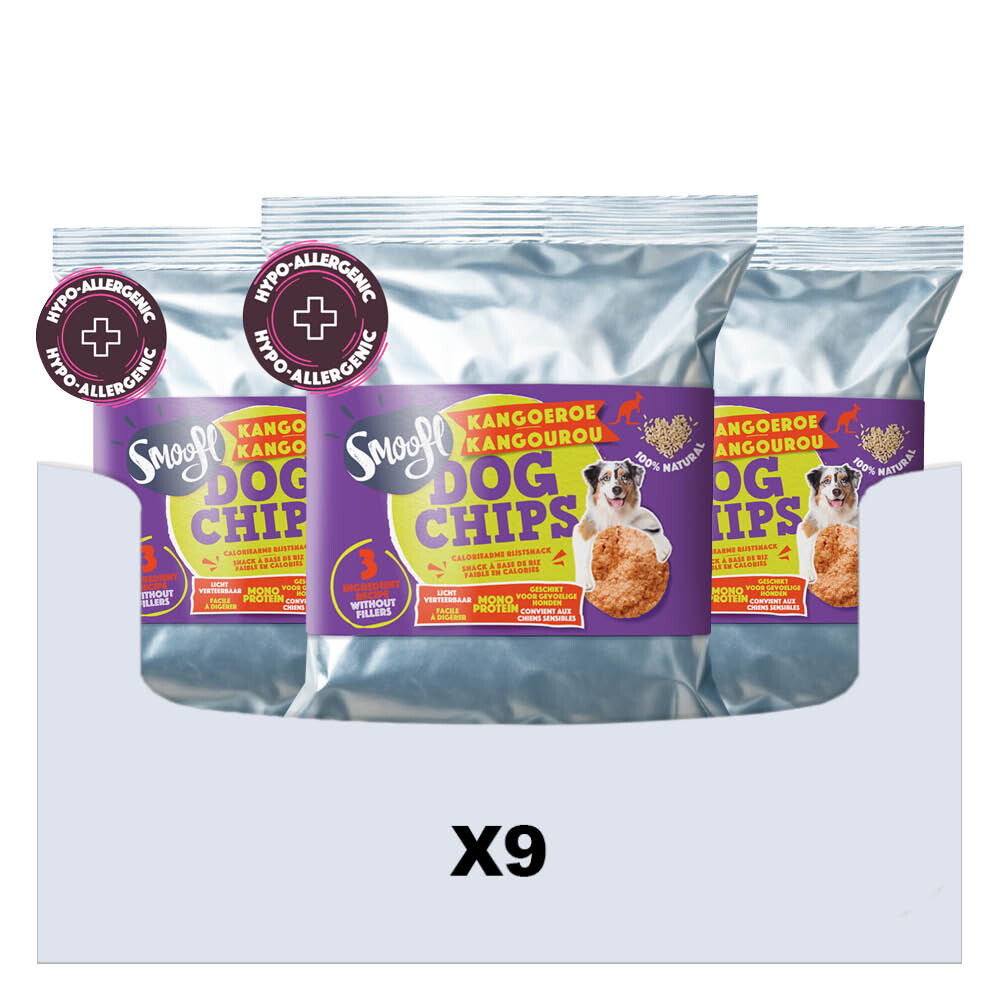 9x Smoofl Hondensnack Dog Chips Kangoeroe 50 gr