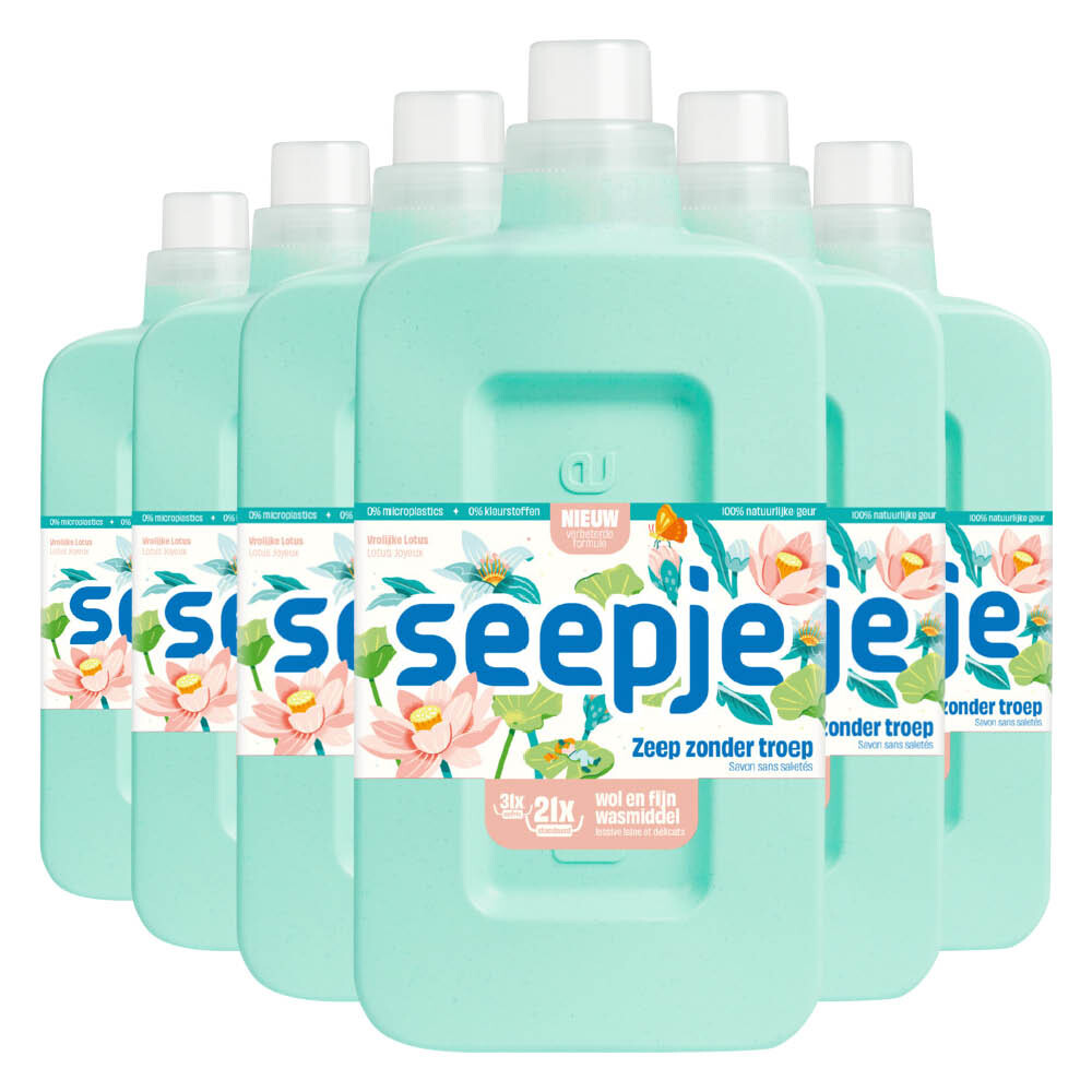 6x Seepje Wasmiddel Wol & Fijn Vrolijke Lotus 945 ml