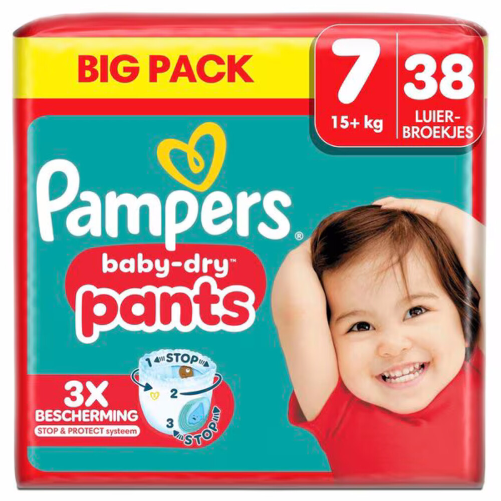3x Pampers Baby Dry Luierbroekjes Maat 7 (15+ Kg) 38 Stuks