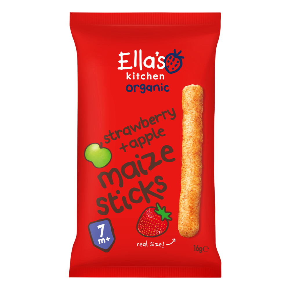 Ella's Kitchen Maize Sticks 7+m Aardbei + Appel 16 gr