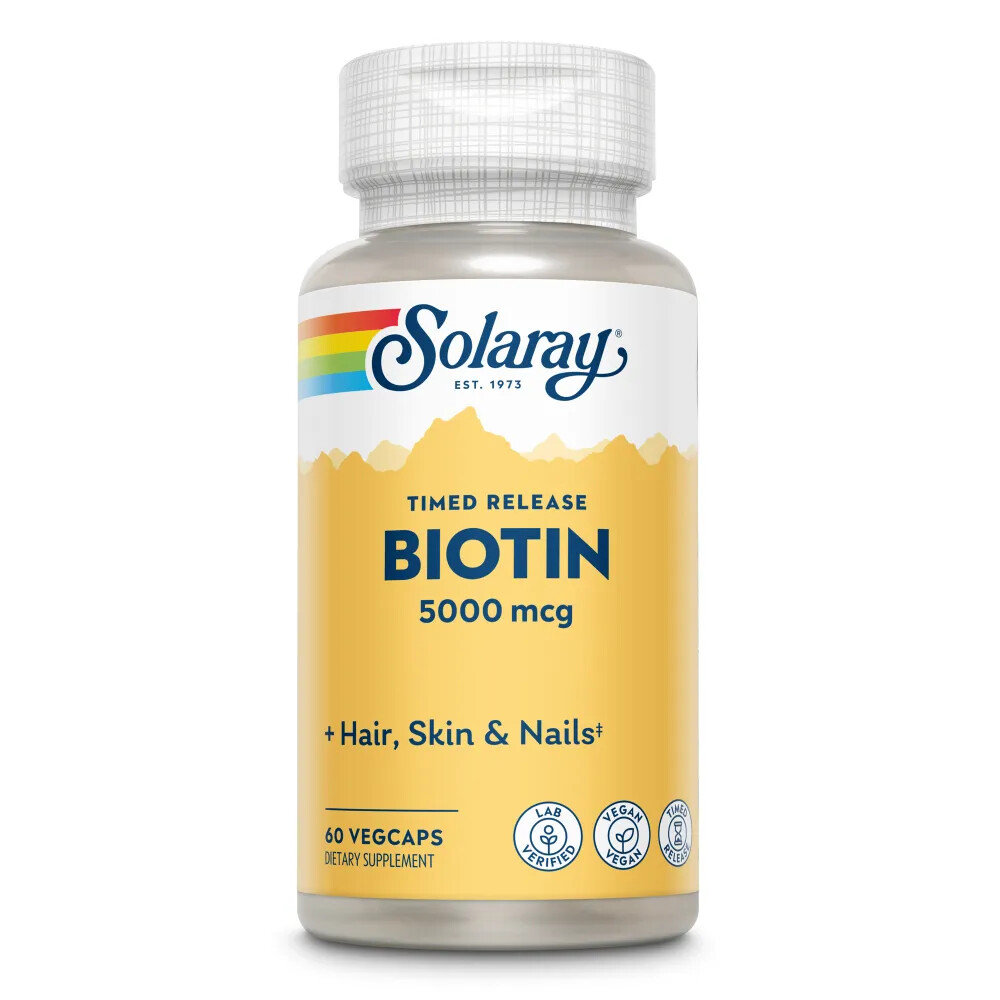 2x Solaray Biotine 5000 mcg Vertraagde Afgifte 60 vegacaps
