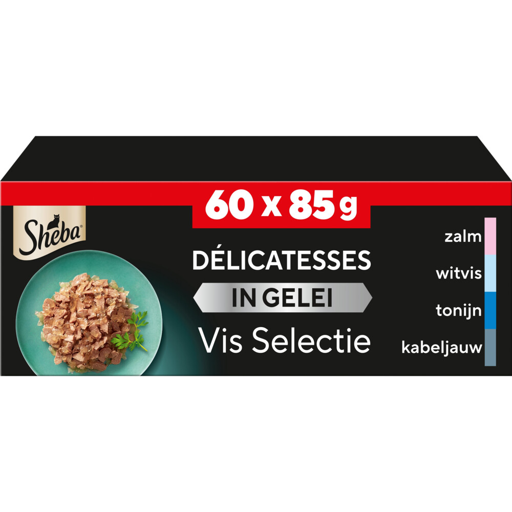 Sheba Kattenvoer Nat Délices du Jour in Gelei Vis Selectie Multipack 60x85 gr