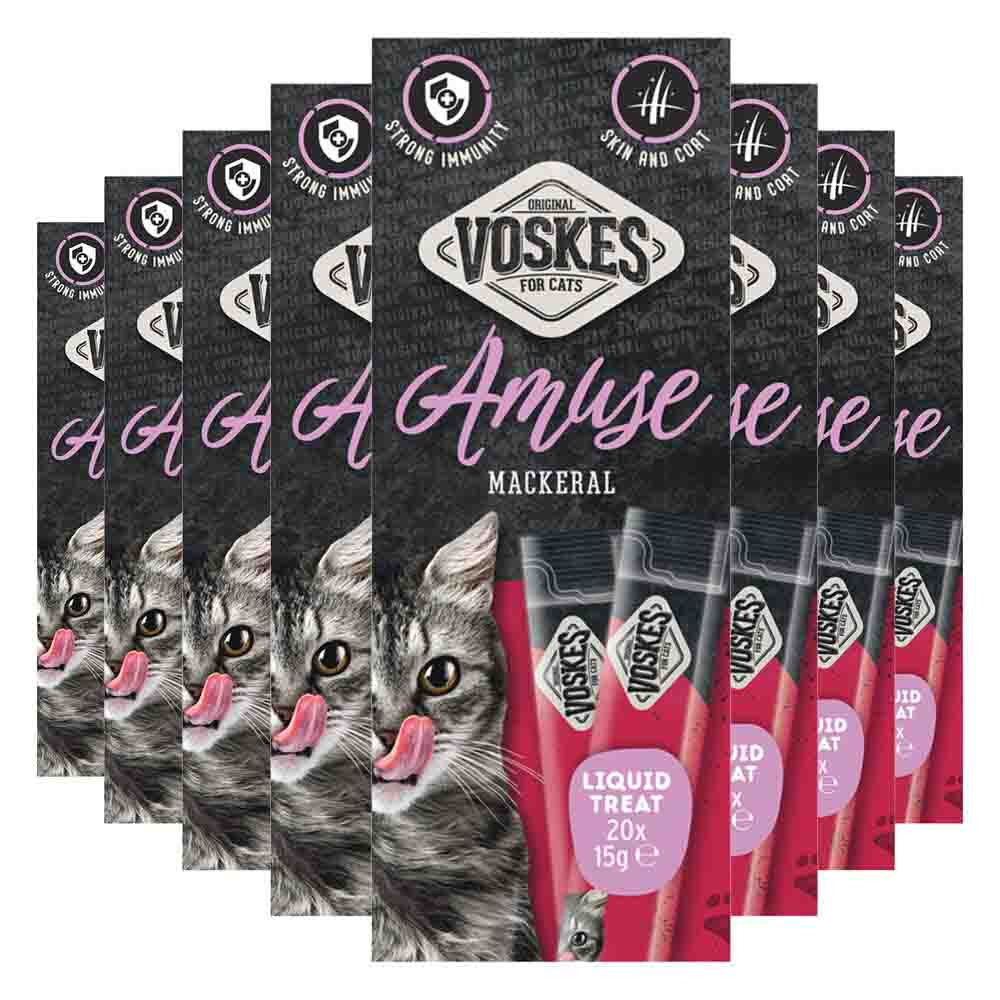 8x Voskes Kattensnack Liquid Treat Makreel 20x15 gr